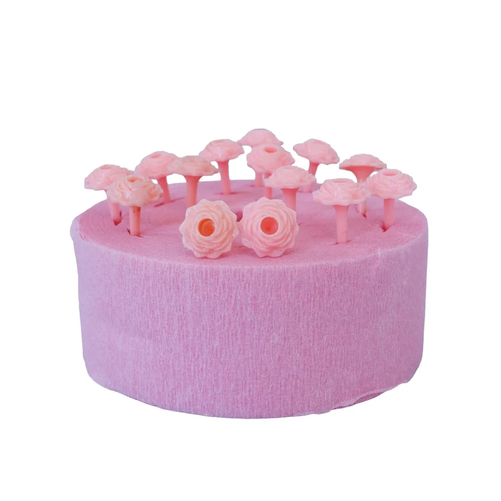 VTG Set of 14 Floral Rose Cake Toppers Candle Holders Retro MCM Birthday Decor